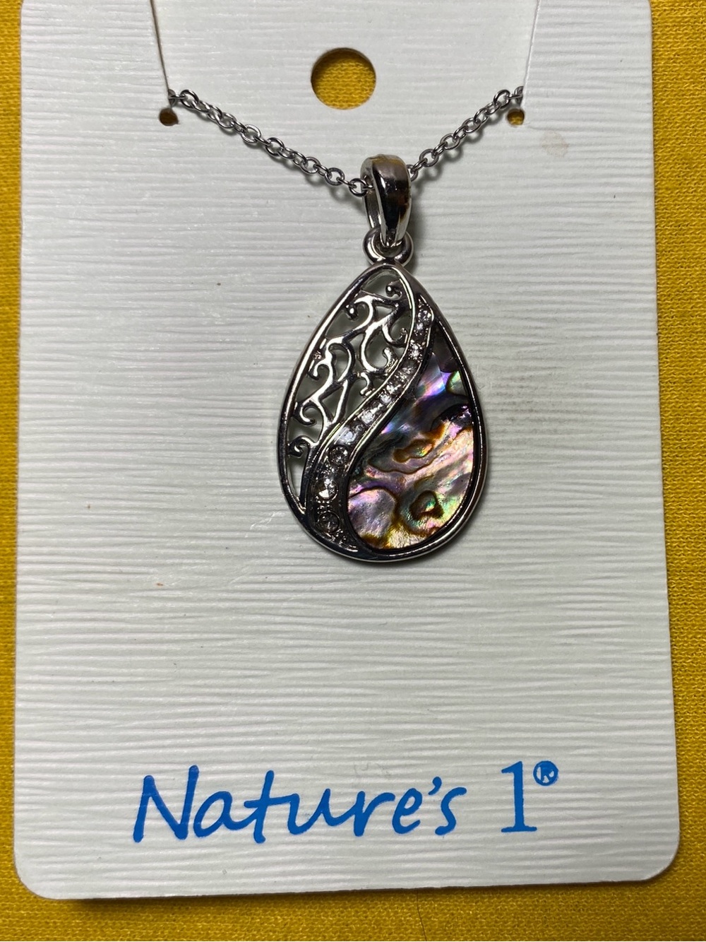 Teardrop Abalone Pendant Necklace in Iridescent Multicolor